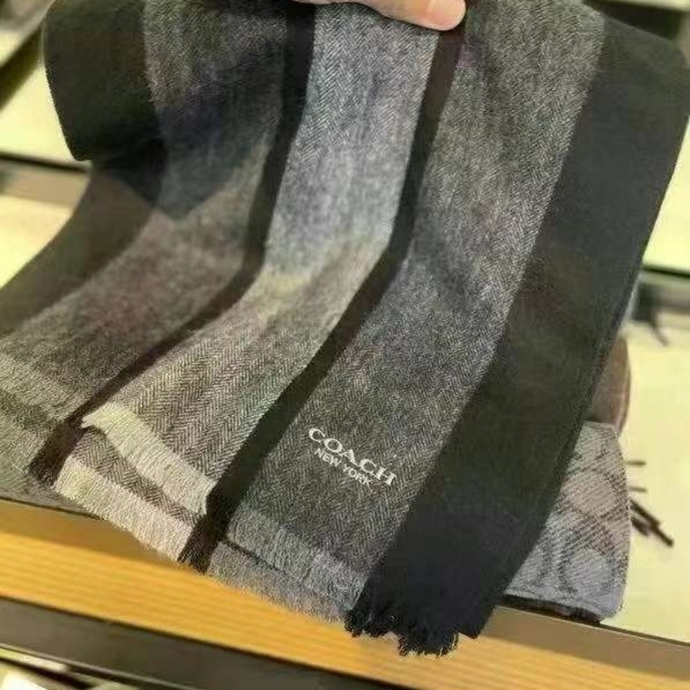 Coach Men's Black and Gray Scarf